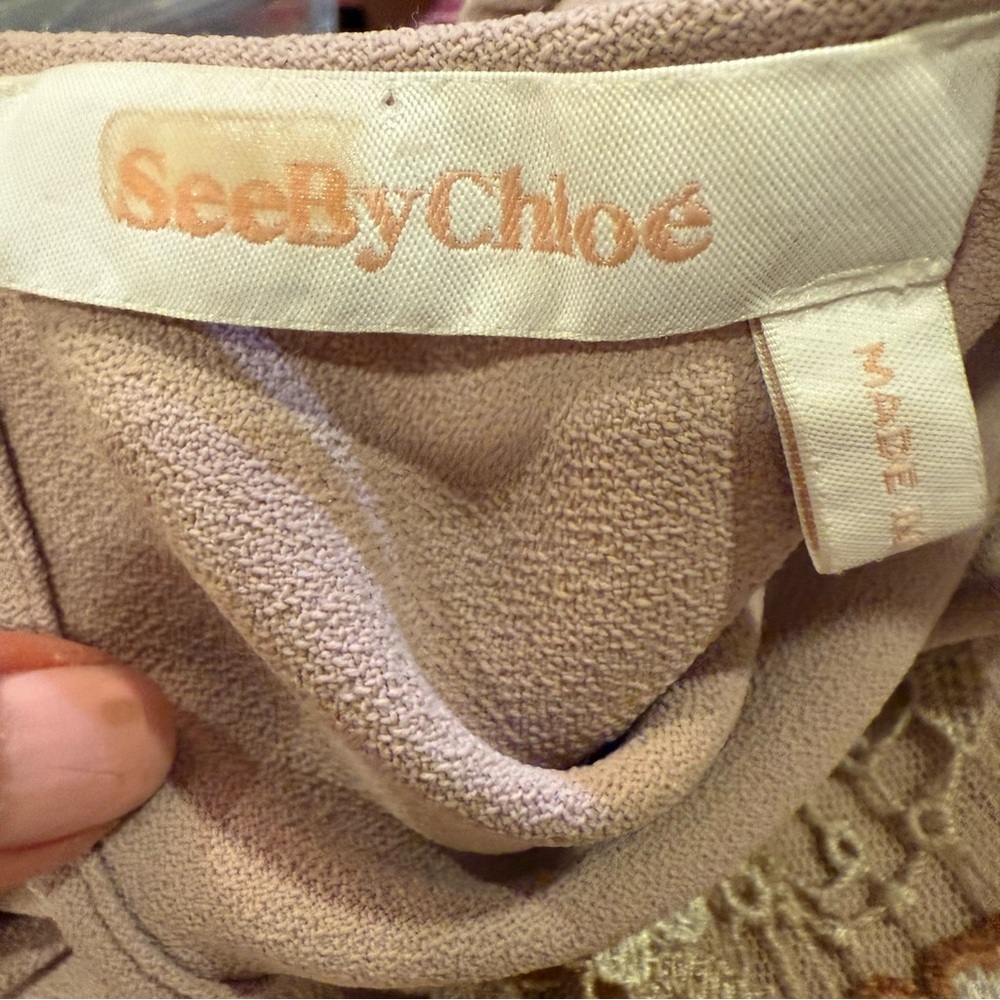 See By Chloe Blush Pink Long Sleeve Dress with Lace sz 38 4/6 - Picture 13 of 16